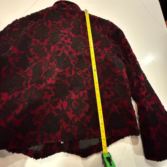 😊Tsunami Canada Black Red Bouclee Pattern Button Up Fleece Vintage Jacket Sz L - Picture 13 of 14